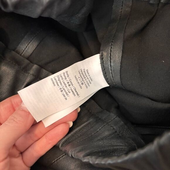 J CREW COLLECTION Black lamb leather stretch leggings sz 4 - Picture 6 of 6